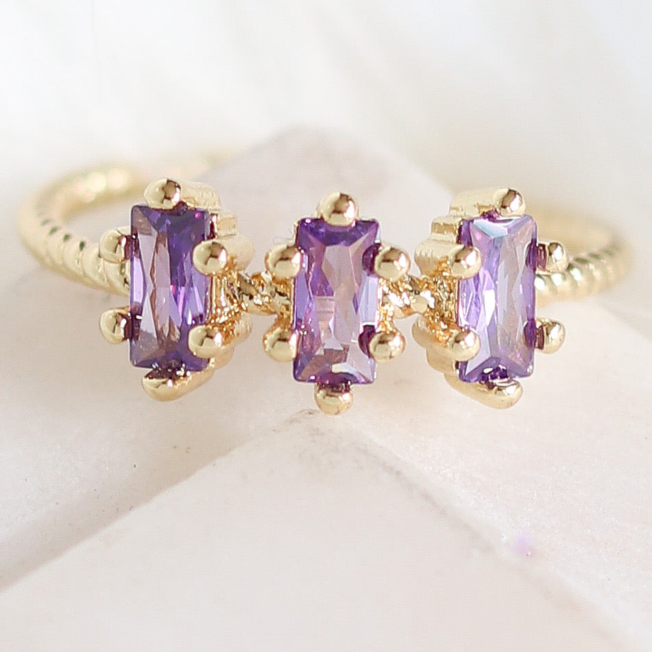 Triple Crystal Ring (Purple)