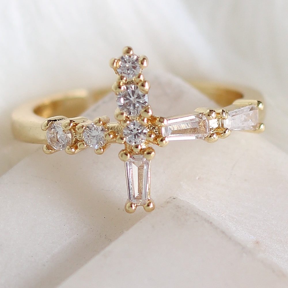 Crystal Cross Ring