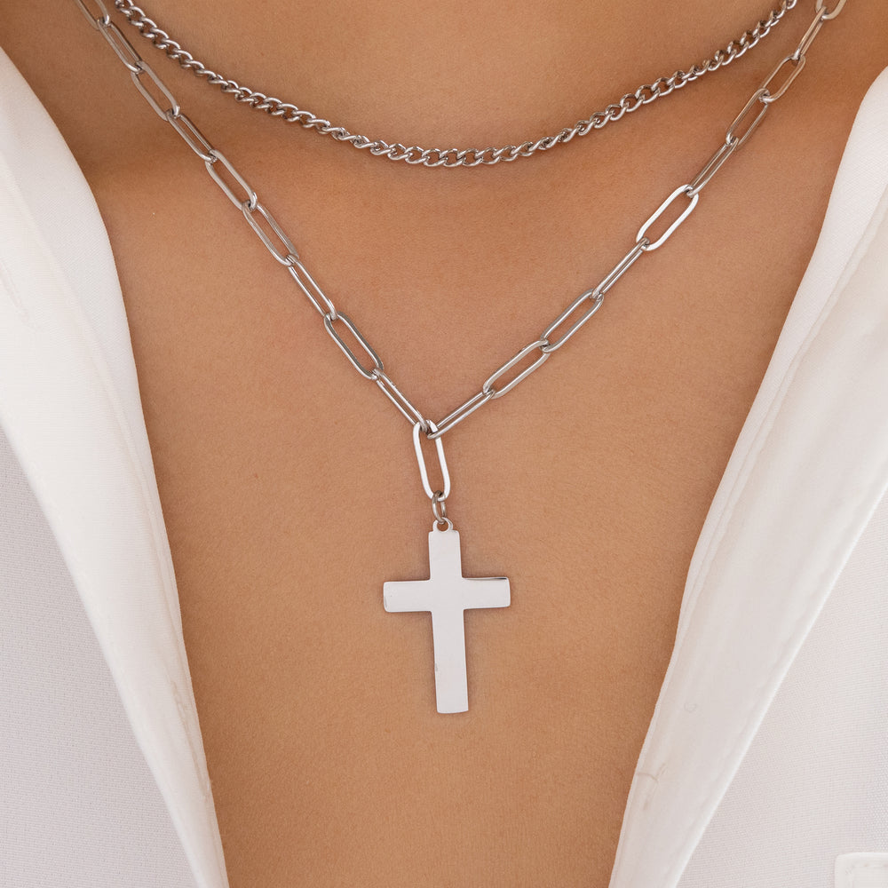 Adore Cross Necklace (Silver)