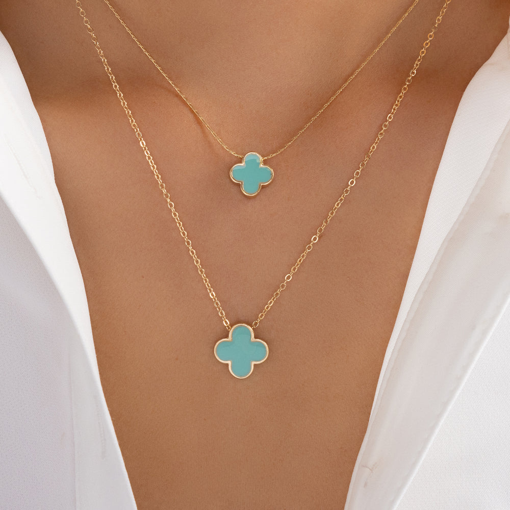 Double Clover Necklace (Turquoise)