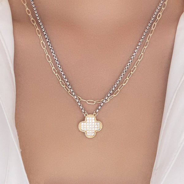 Silver & Gold Crystal Steffy Necklace – Love Stylize