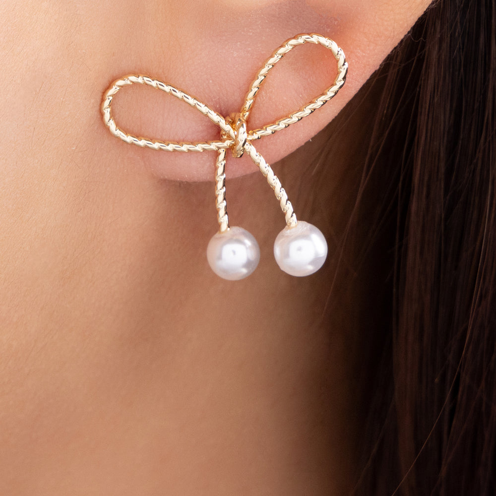 Felicity Bow & Pearl Earrings