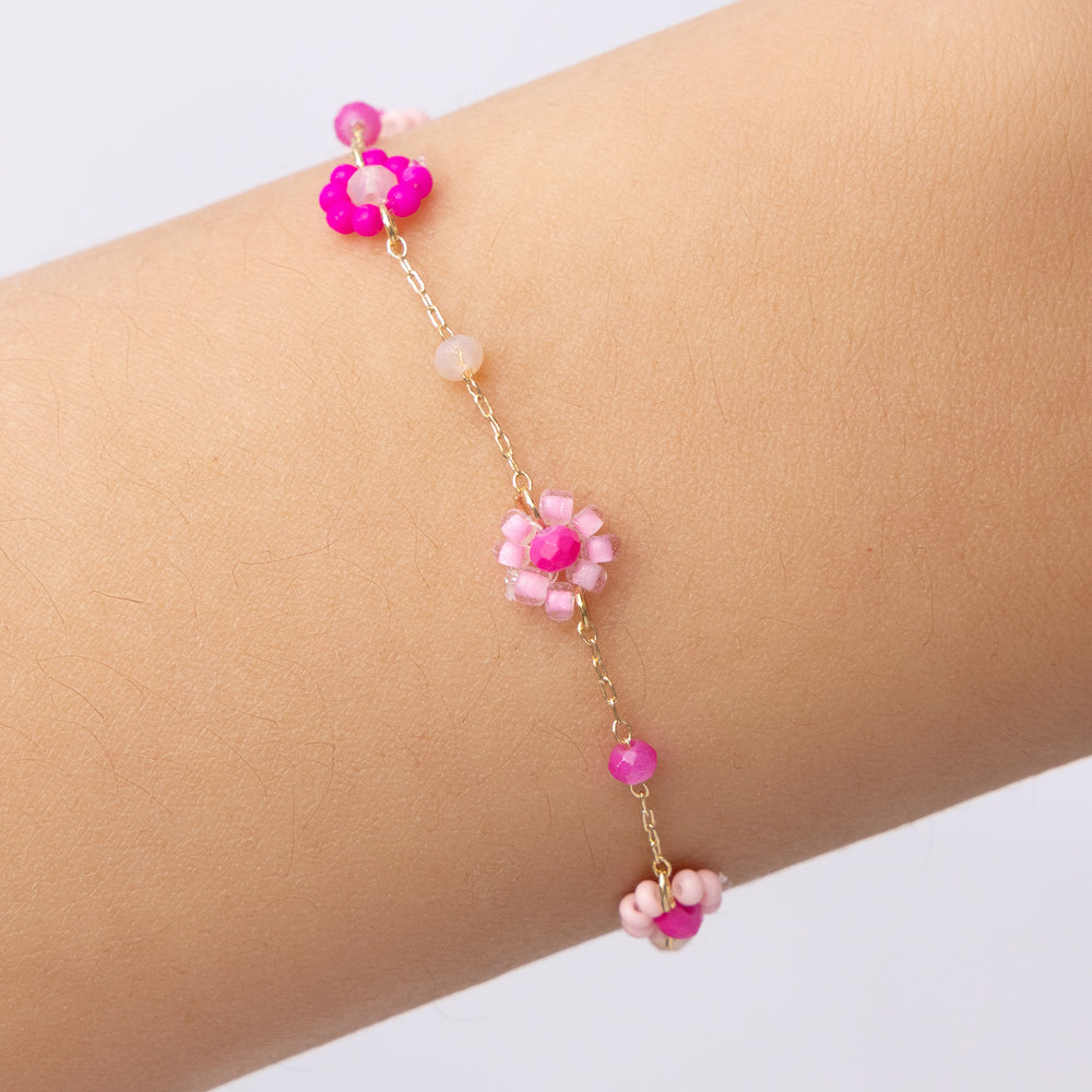 Rainbow Flower Bracelet (Pink)