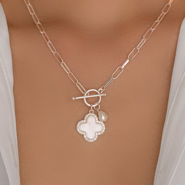 Cheryl Crystal Steffy Necklace (Silver) – Love Stylize