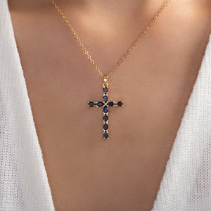 Scottie Cross Necklace (Blue)