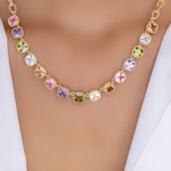 Crystal Pastel Link Necklace – Love Stylize