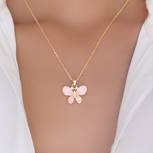 Julietta Butterfly Necklace (Pink) – Love Stylize