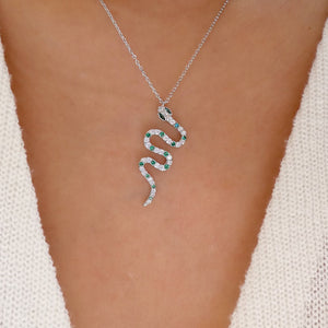 Emerald Lexi Snake Necklace (Silver)