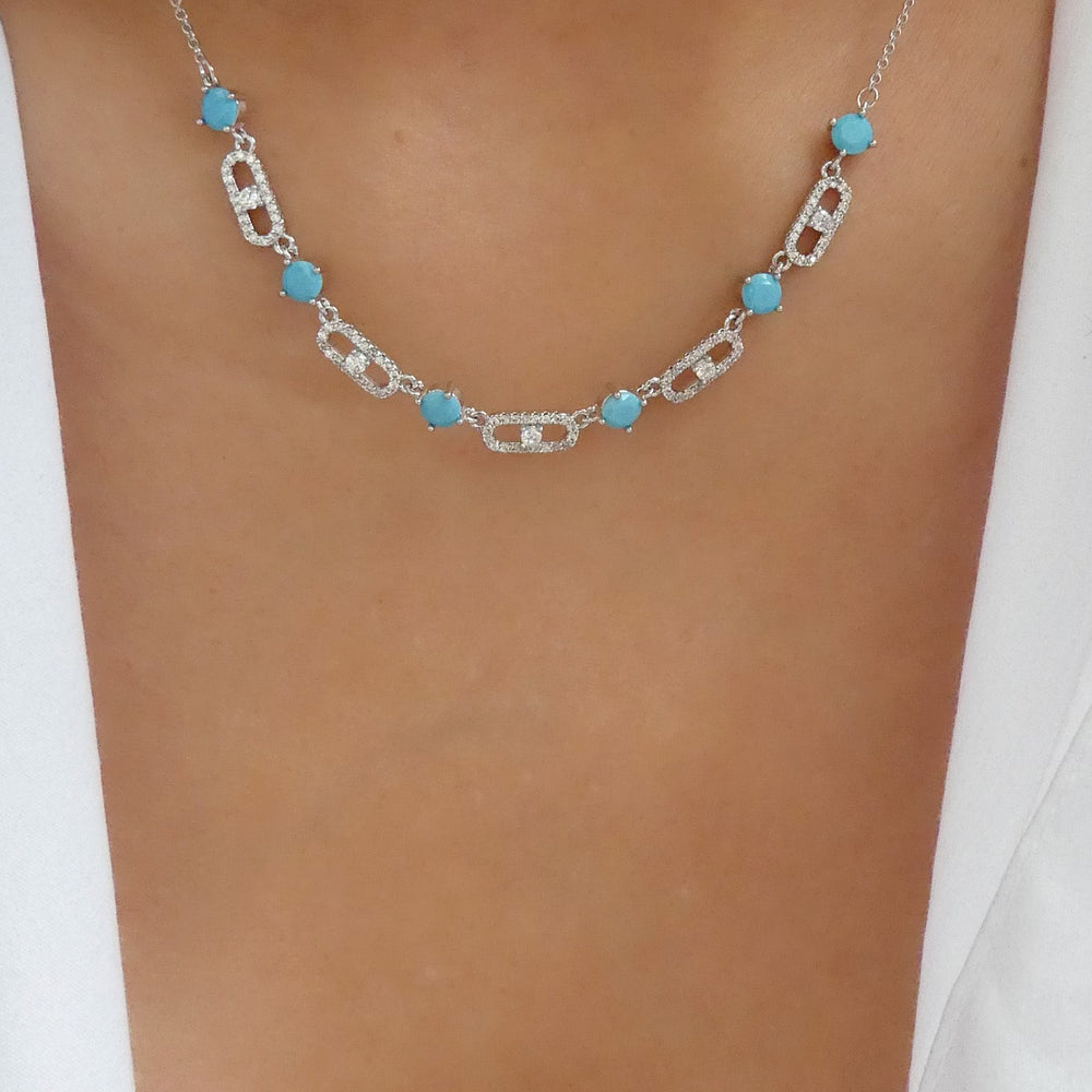 Turquoise Kendra Necklace (Silver)
