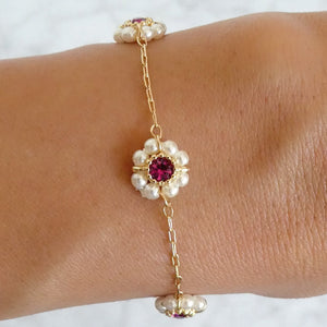Flower Pearl Bracelet (Pink)