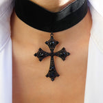 Cotton Cross Necklace (Black)