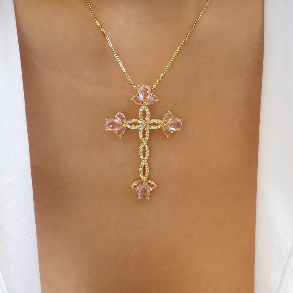 Alissa Cross Necklace (Pink)