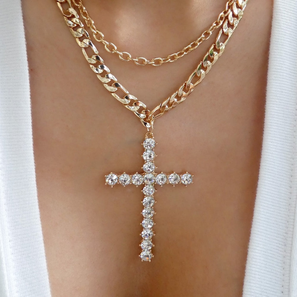 Crystal Dallas Cross Necklace Set