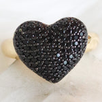 Crystal Melissa Heart Ring (Black)