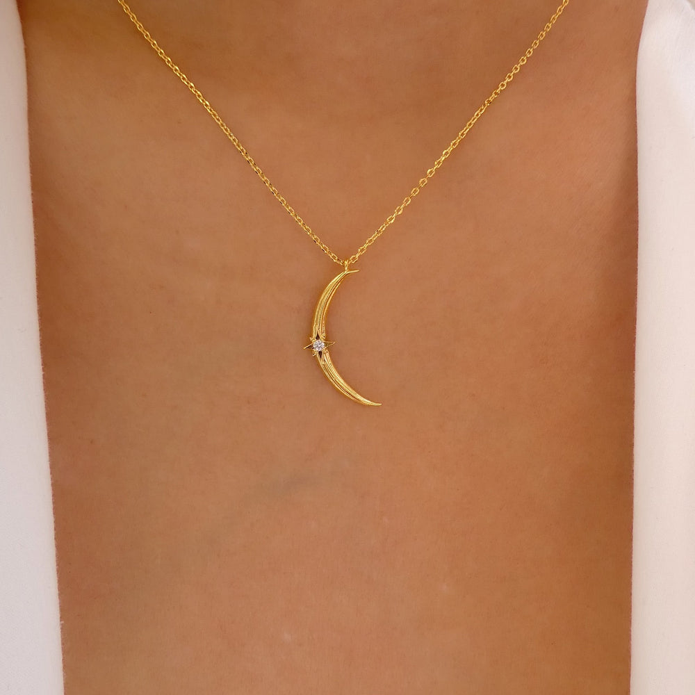 18K Crystal Moon Necklace
