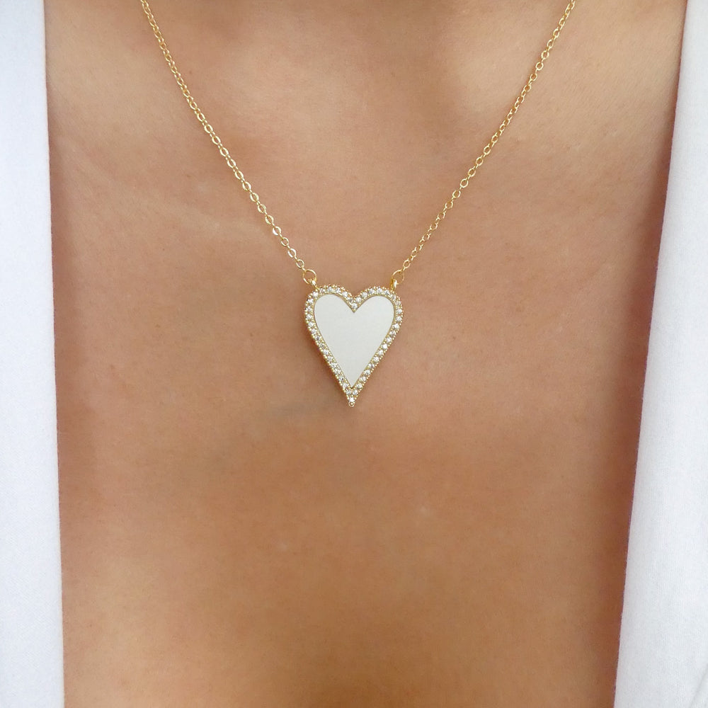 Abby Heart Necklace (White)