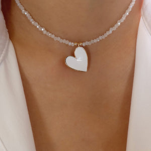 Melanie Heart Necklace (White)