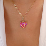 Simple Declan Heart Necklace (Pink)