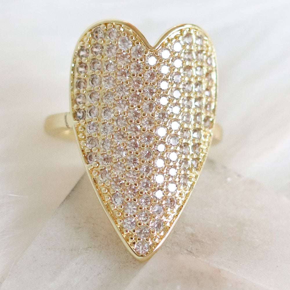 Bold Crystal Heart Ring