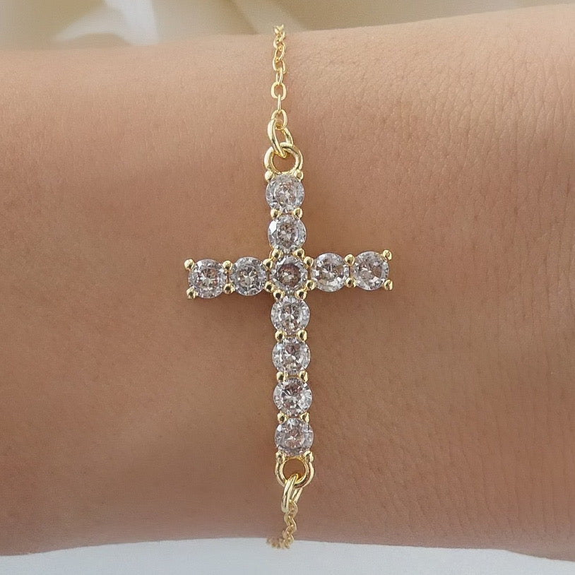 Crystal Melody Cross Bracelet