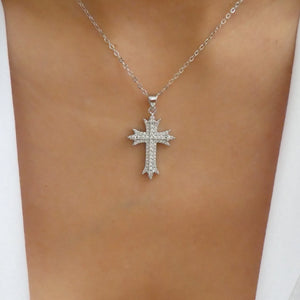 Crystal Danny Cross Necklace (Silver)