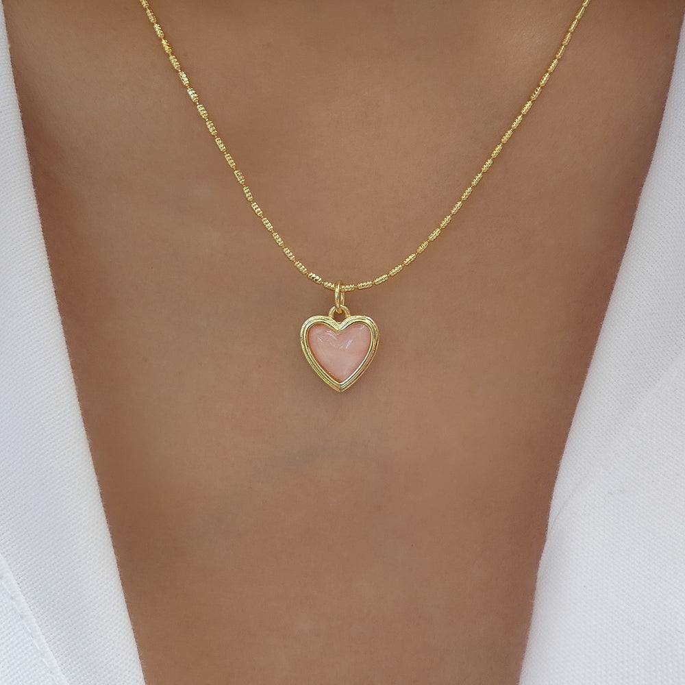 Megan Heart Necklace (Pink)