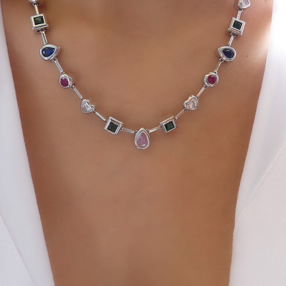 Audrey Rainbow Necklace (Silver)