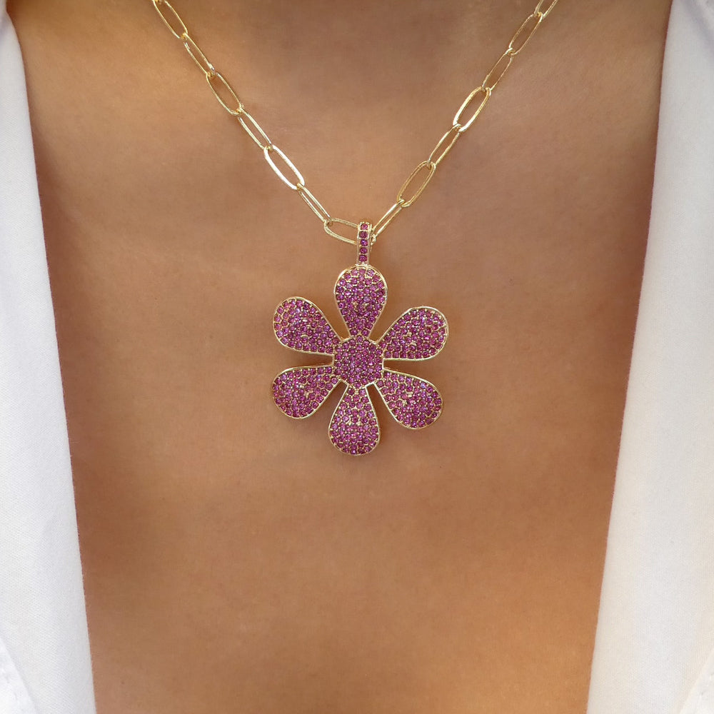 Crystal Daisy Necklace (Pink)