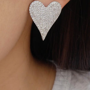 Crystal Cameron Heart Earrings (Silver)