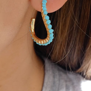 Pearl Wave Hoops (Turquoise)
