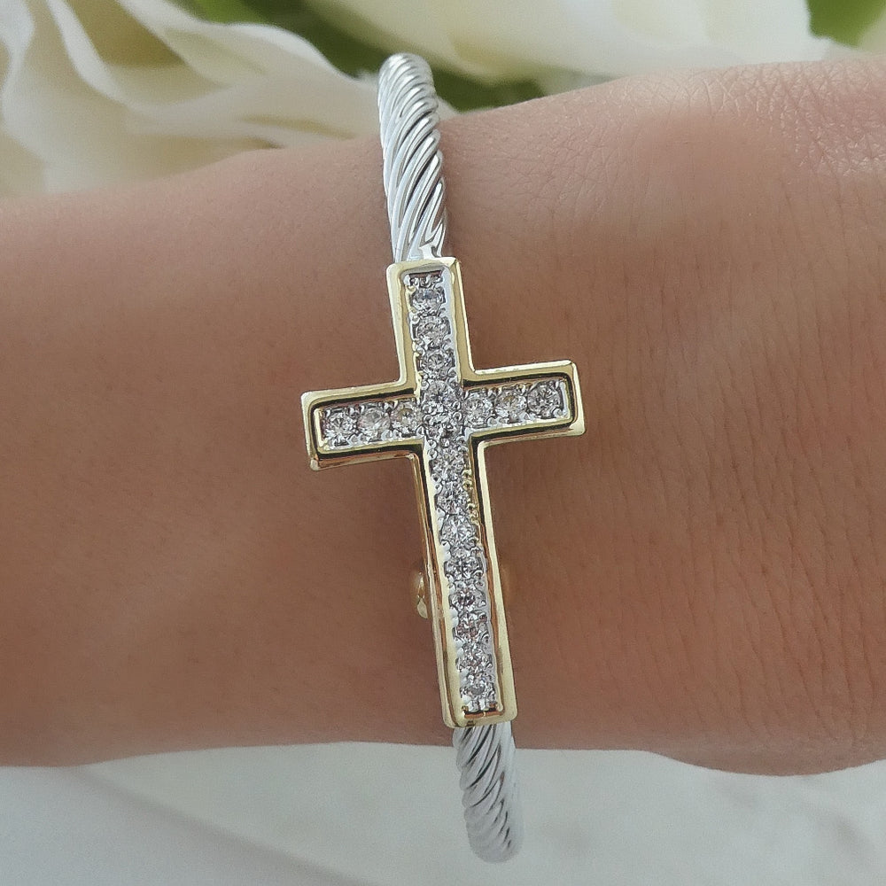 Silver & Gold Cross Cuff