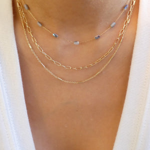 Bead & Layer Necklace (Blue)