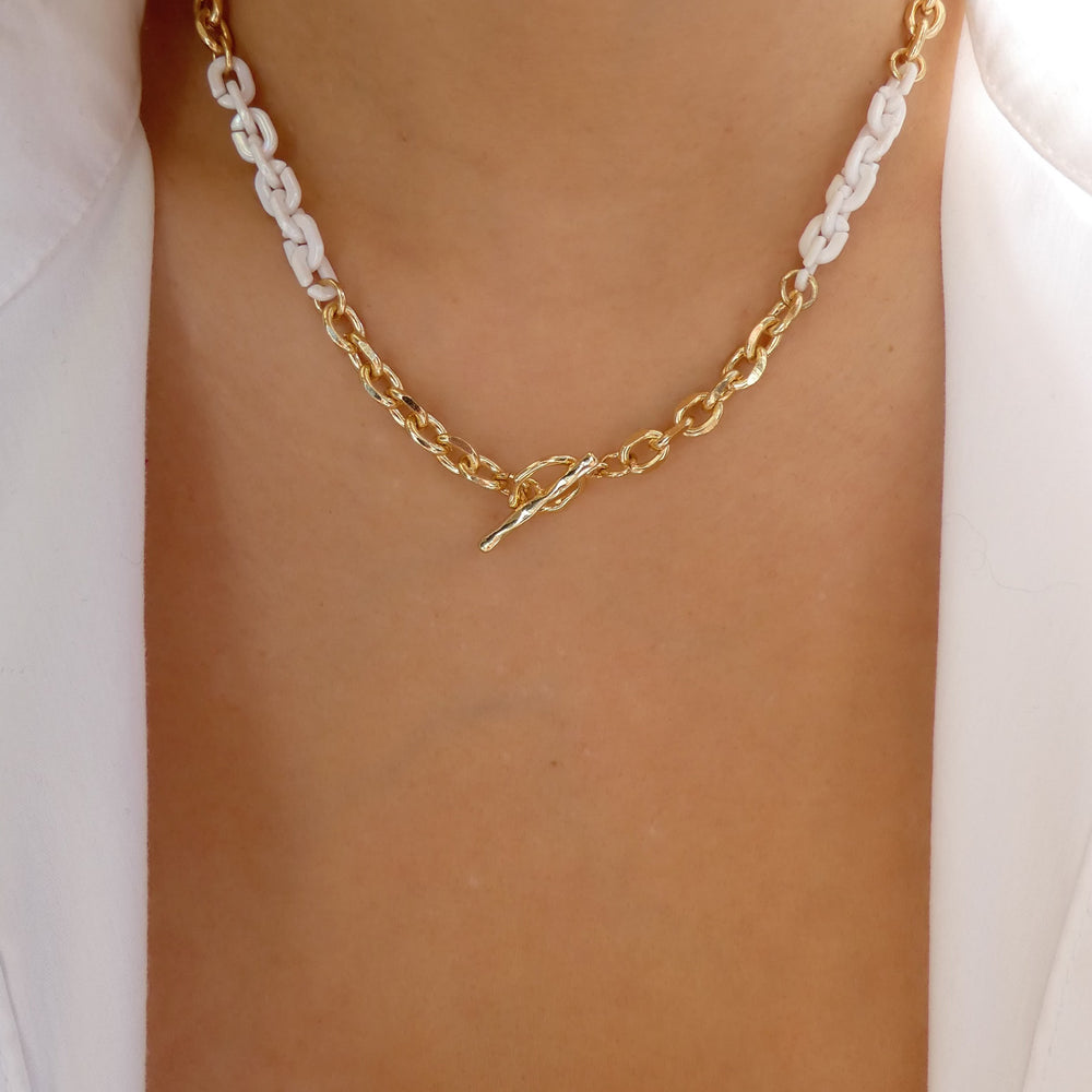 White & Gold Chain Necklace