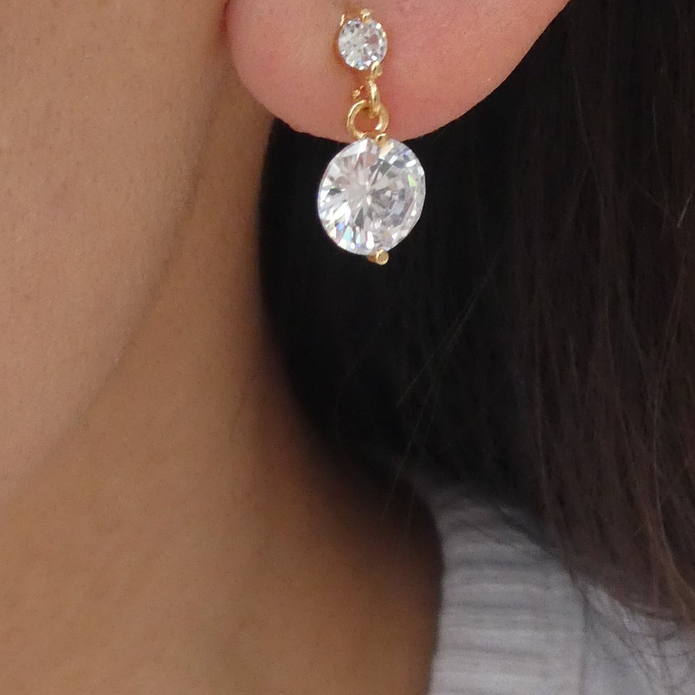 14K Crystal Griffin Earrings