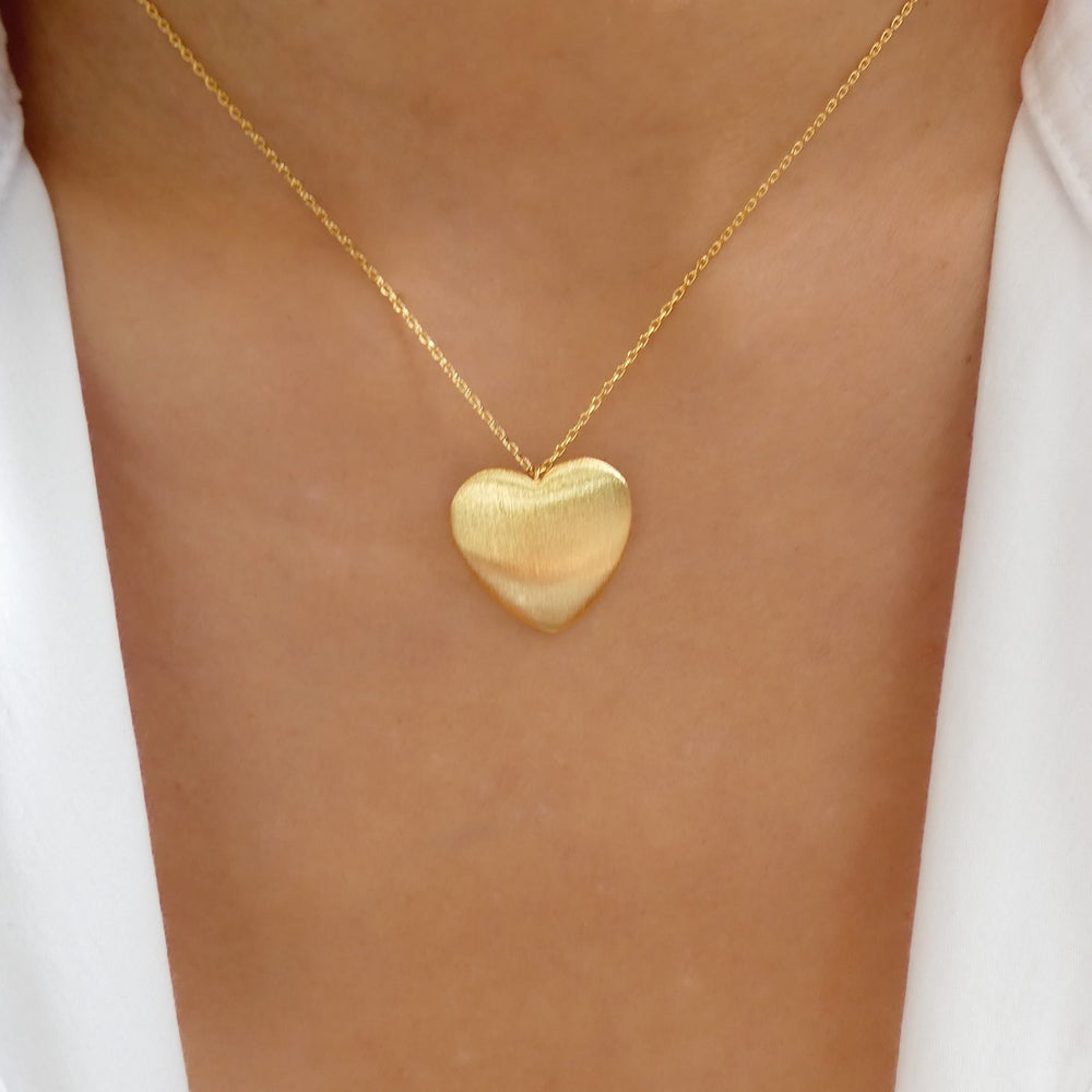 Matte Gold Heart Necklace