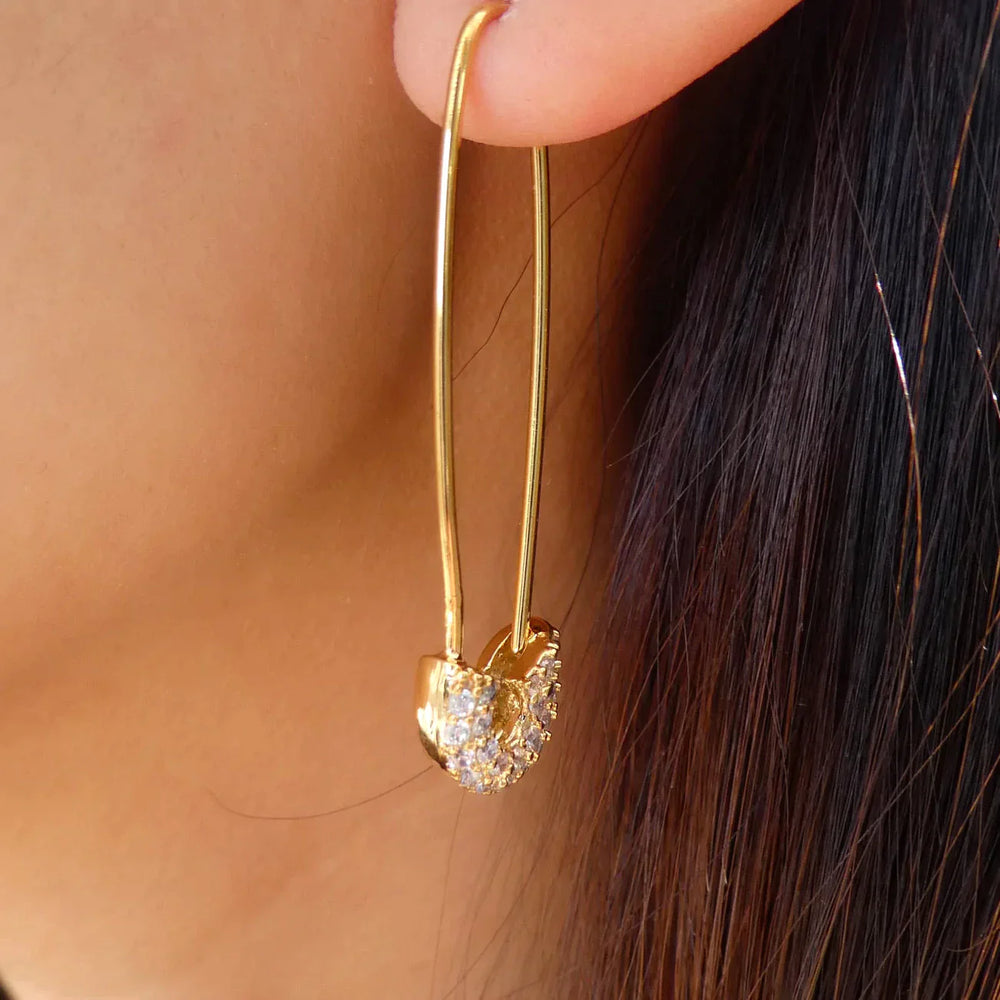 14K Crystal Pin Earrings