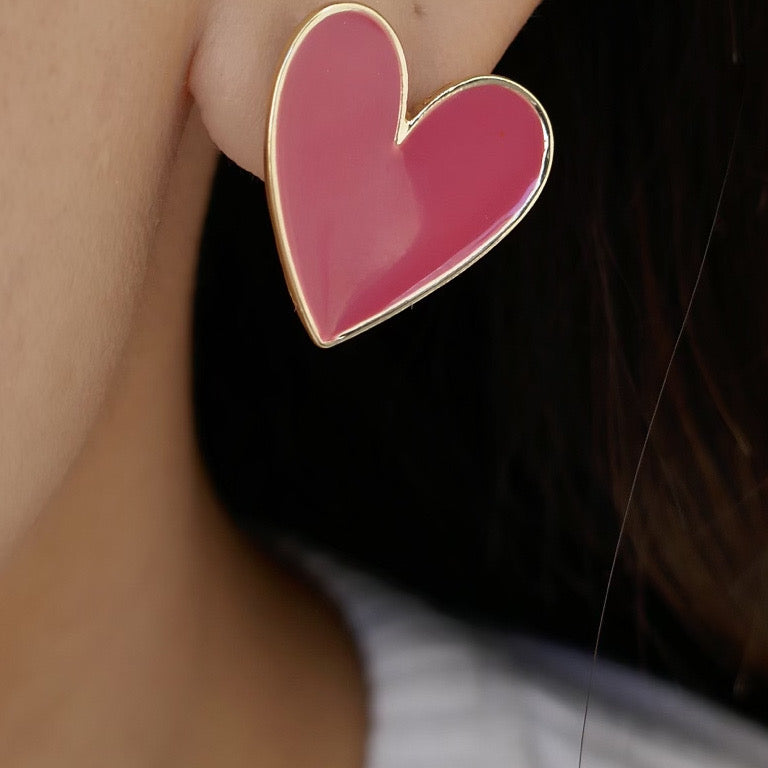 Diego Heart Earrings (Magenta)