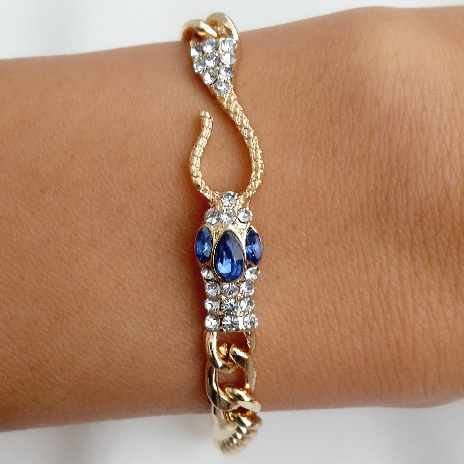 Blue Snake & Chain Bracelet
