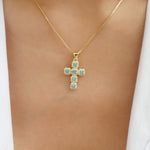 Crystal Bethany Cross Necklace (Turquoise)