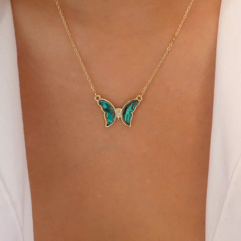 Milly Butterfly Necklace (Emerald)