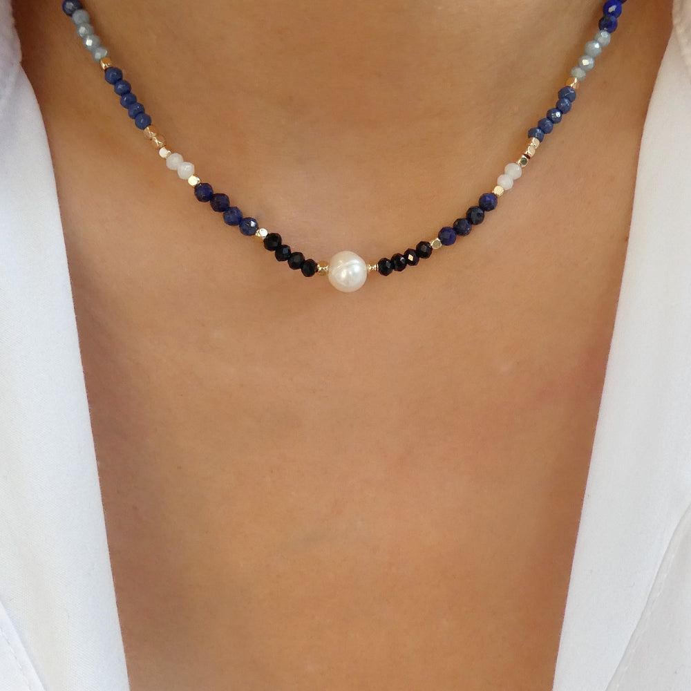 Blue & Black Pearl Necklace