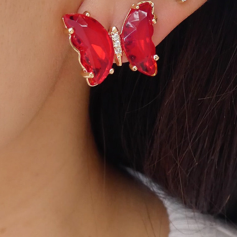 Blaine Butterfly Earrings (Red)