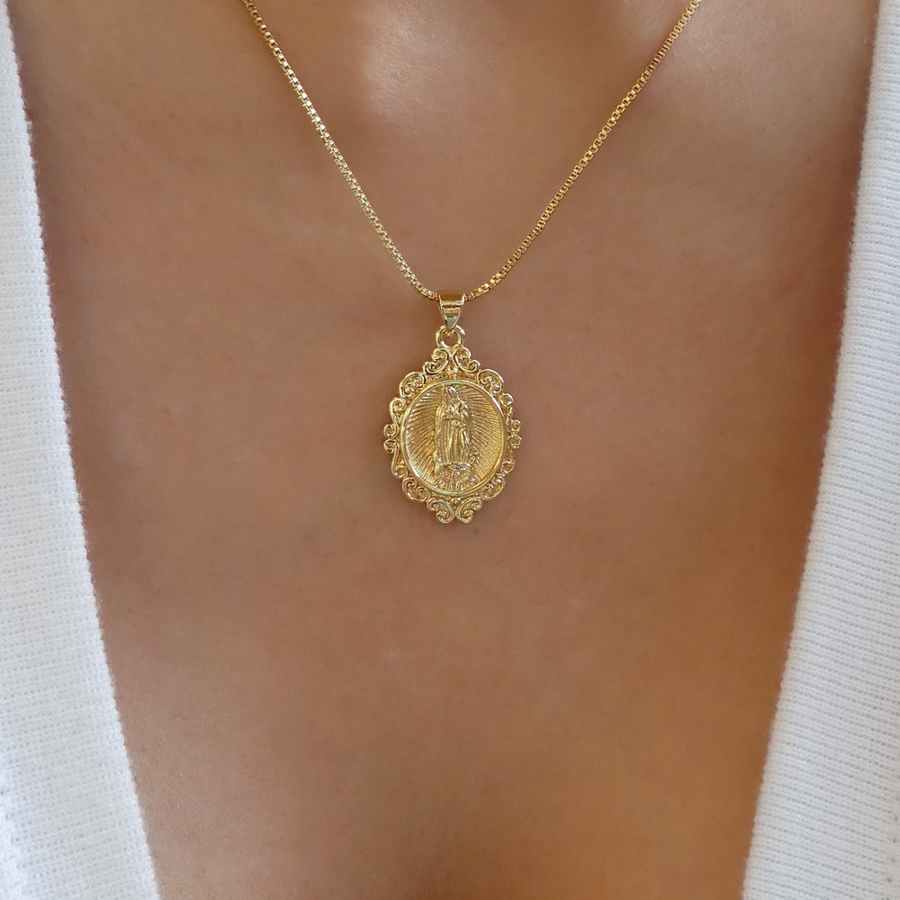Ornate Mary Coin Necklace