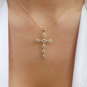 Crystal Sandy Cross Necklace (Purple)