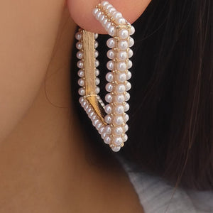 Square Pearl Hoops