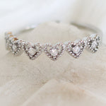 Crystal Heart Row Ring (Silver)