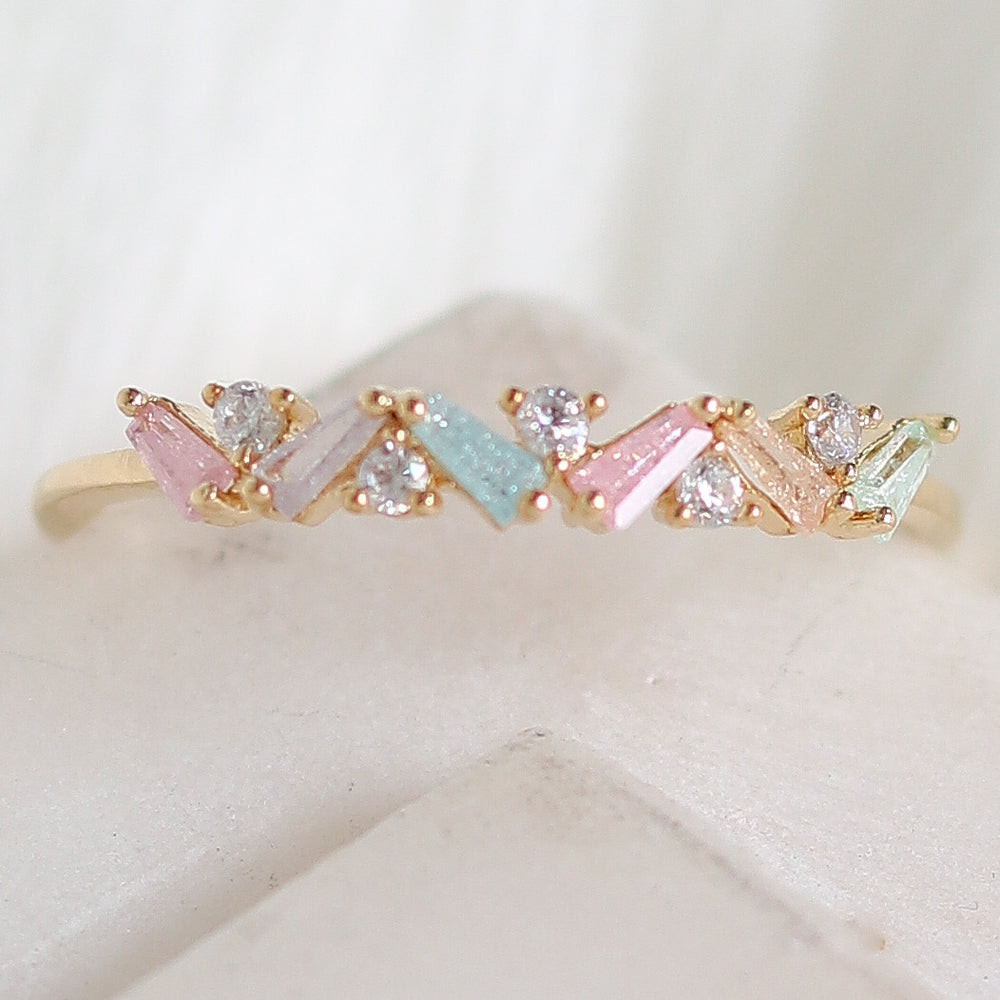 Pastel Crystal Row Ring