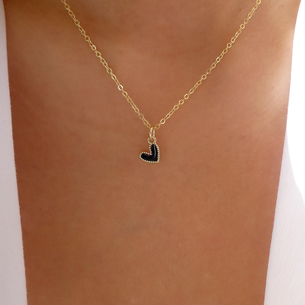 Mini Heart Necklace (Black)