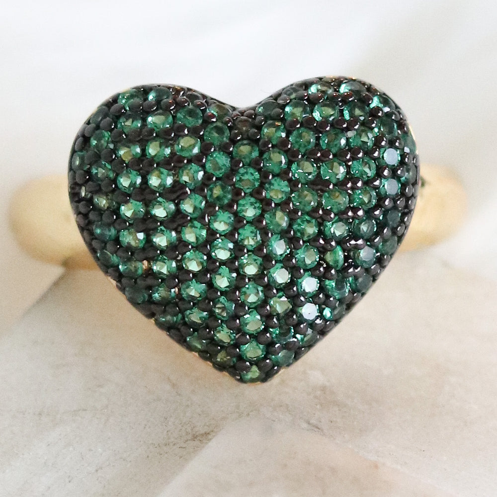 Crystal Melissa Heart Ring (Emerald)