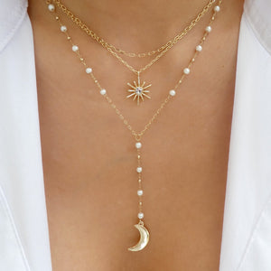 Moon & Pearl Drop Necklace